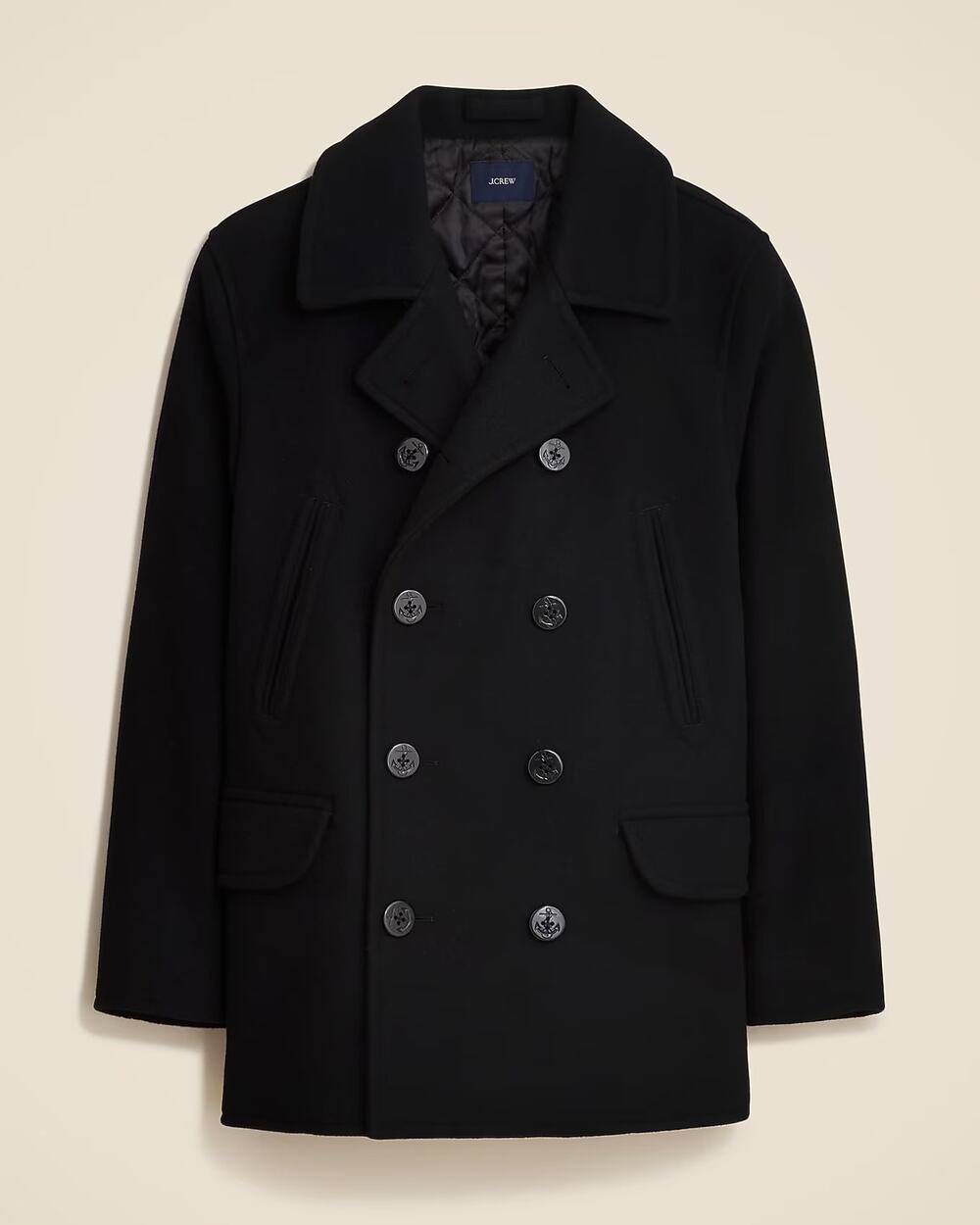 NWT J Crew Dock Peacoat in Wool Blend with PrimaLoft® Navy Blue L